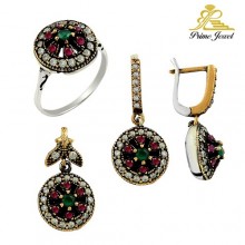 Gümüş Otantik Taşlı Set